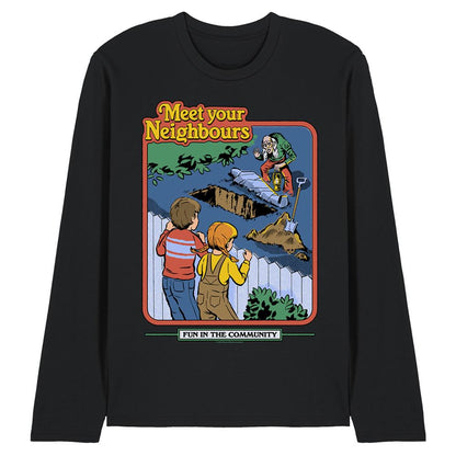 Black - Front - Steven Rhodes Unisex Adult Meet Your Neighbours Long-Sleeved T-Shirt