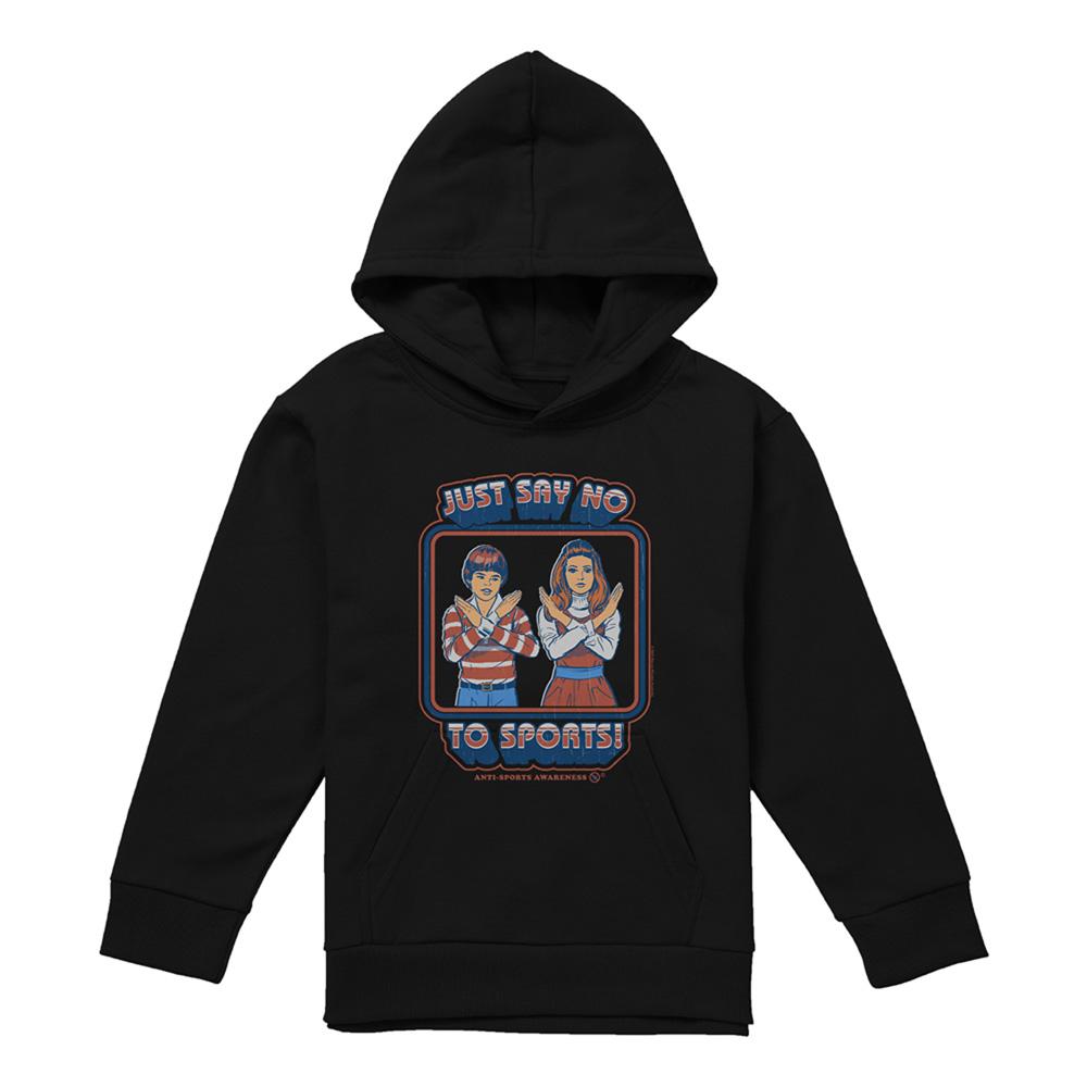 Black - Front - Steven Rhodes Childrens-Kids Say No To Sports Hoodie
