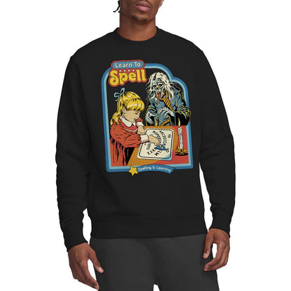 Black - Back - Steven Rhodes Unisex Adult Learn To Spell Sweatshirt