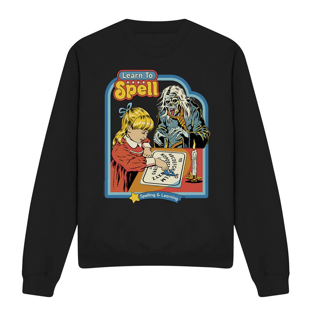 Black - Front - Steven Rhodes Unisex Adult Learn To Spell Sweatshirt