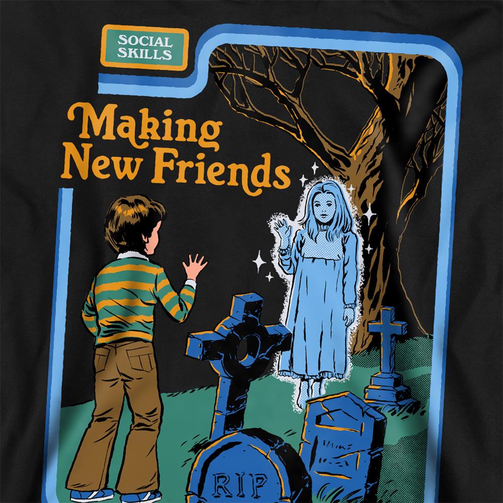 Black - Side - Steven Rhodes Unisex Adult Making New Friends Sweatshirt