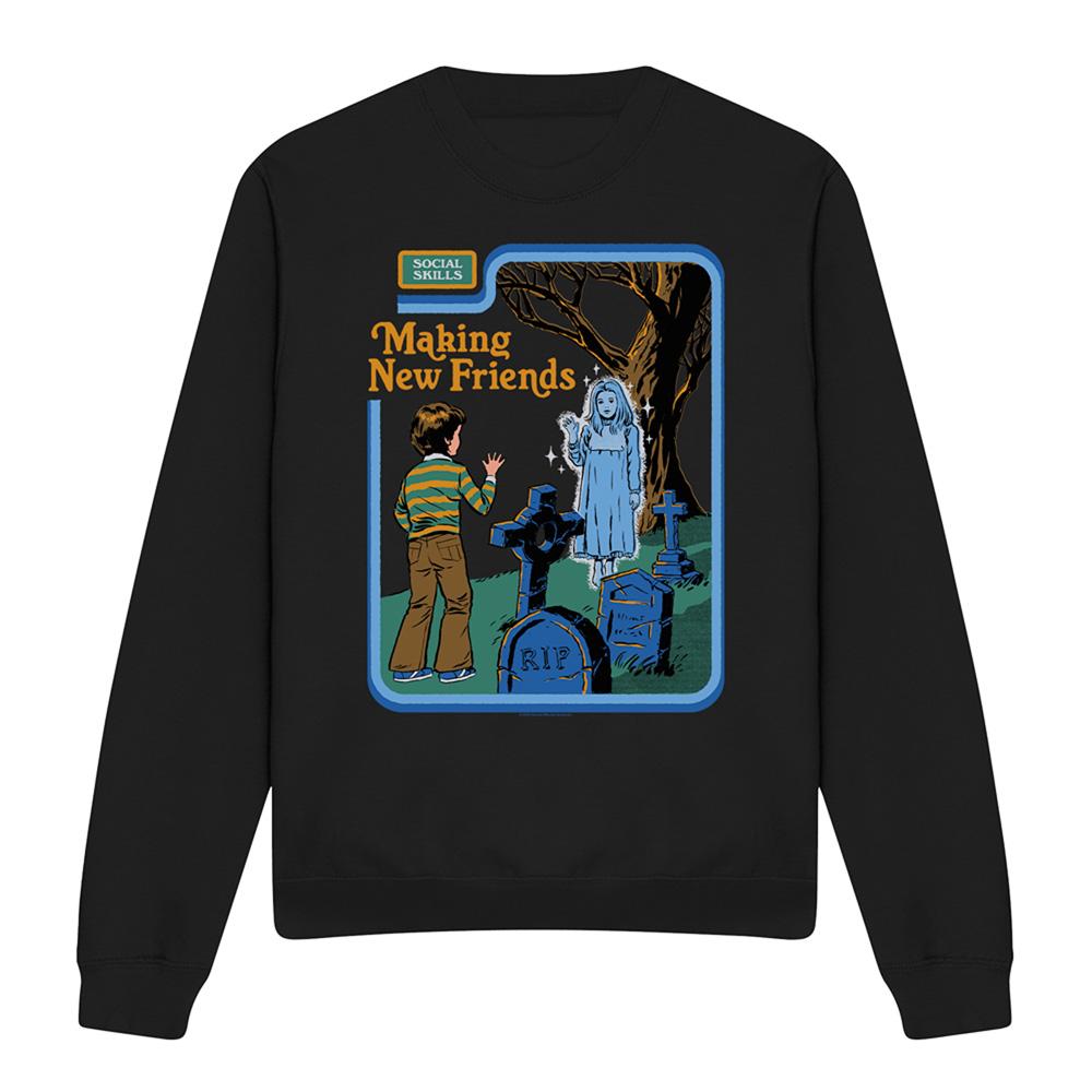 Black - Front - Steven Rhodes Unisex Adult Making New Friends Sweatshirt