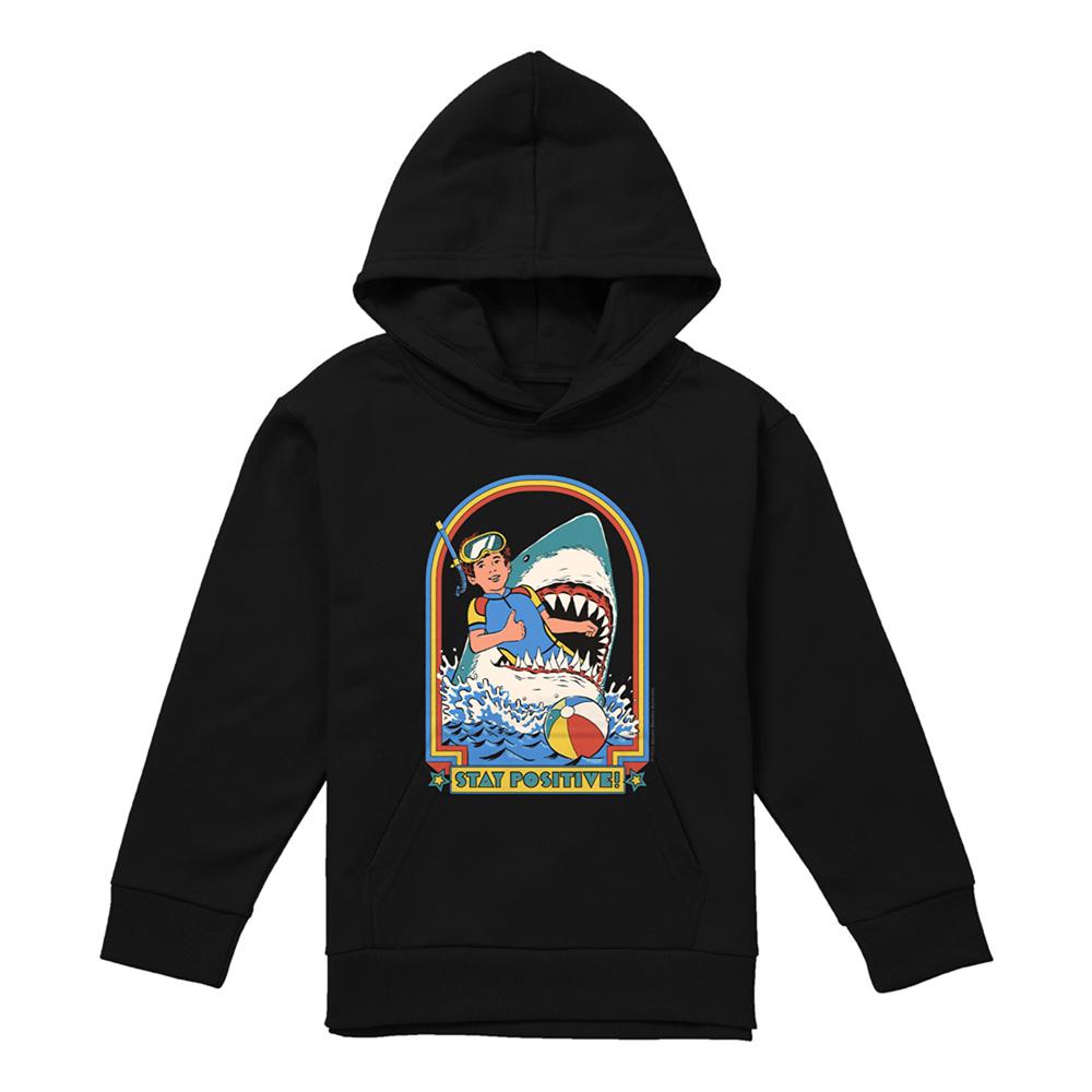 Black - Front - Steven Rhodes Childrens-Kids Stay Positive Hoodie