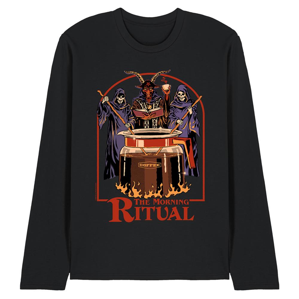 Black - Front - Steven Rhodes Unisex Adult The Morning Ritual Long-Sleeved T-Shirt