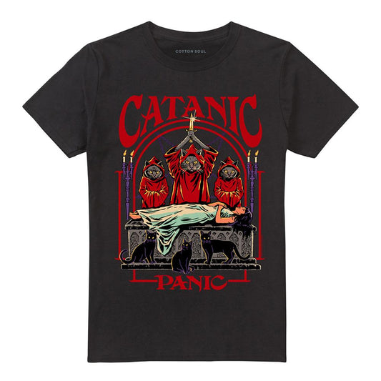 Black - Front - Steven Rhodes Unisex Adult Catanic Panic T-Shirt