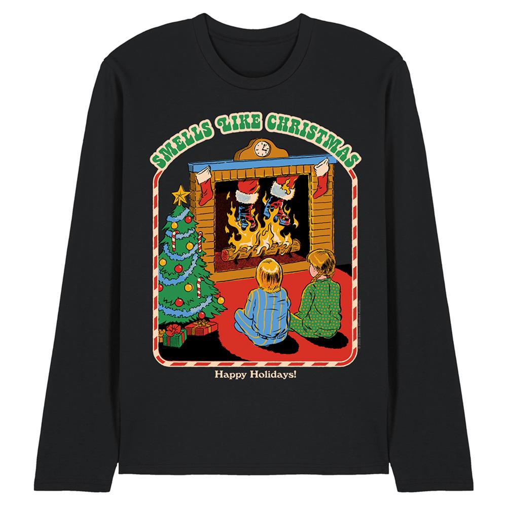 Black - Front - Steven Rhodes Unisex Adult Smells Like Christmas Long-Sleeved T-Shirt