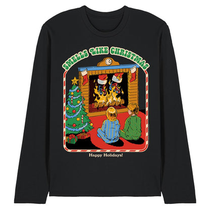 Black - Front - Steven Rhodes Unisex Adult Smells Like Christmas Long-Sleeved T-Shirt