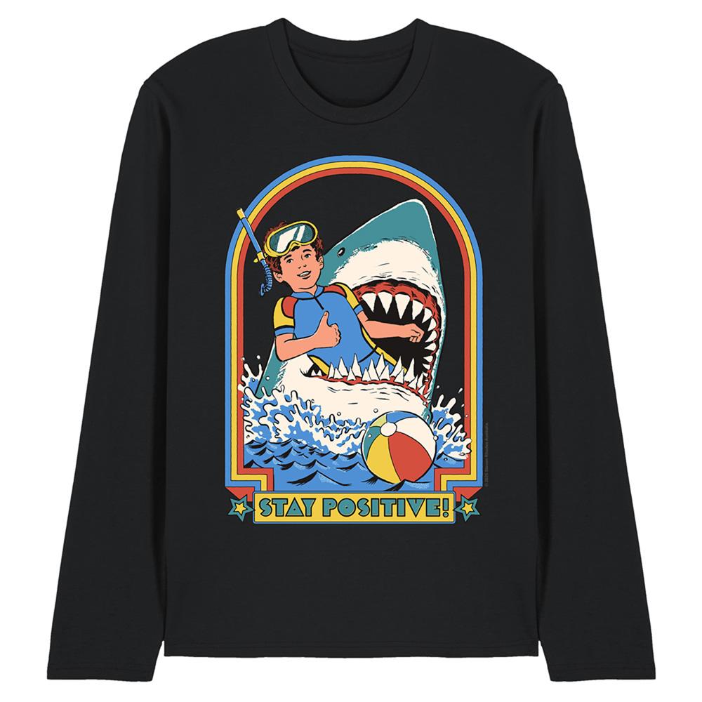 Black - Front - Steven Rhodes Unisex Adult Stay Positive Long-Sleeved T-Shirt
