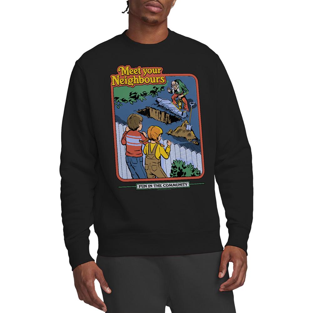 Black - Back - Steven Rhodes Unisex Adult Meet Your Neighbours Sweatshirt