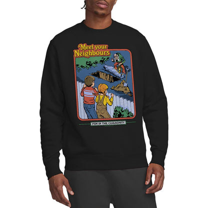 Black - Back - Steven Rhodes Unisex Adult Meet Your Neighbours Sweatshirt