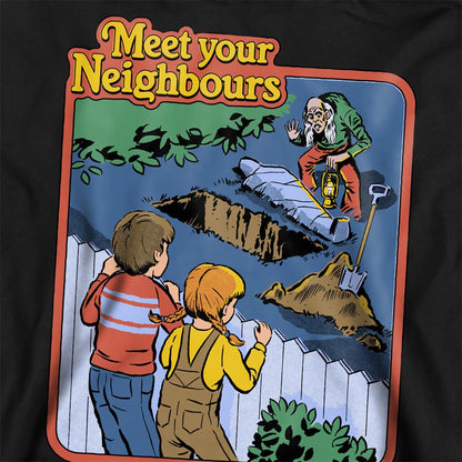 Black - Side - Steven Rhodes Unisex Adult Meet Your Neighbours Sweatshirt