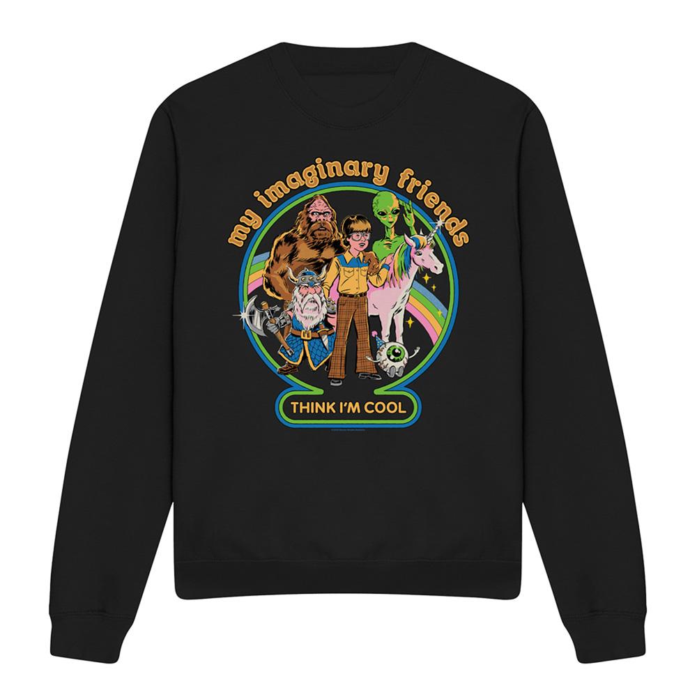 Black - Front - Steven Rhodes Unisex Adult My Imaginary Friends Sweatshirt