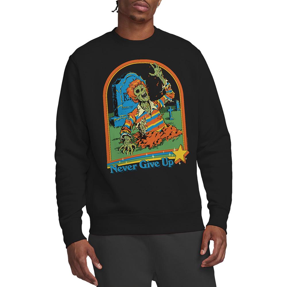 Black - Back - Steven Rhodes Unisex Adult Never Give Up Sweatshirt