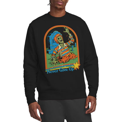 Black - Back - Steven Rhodes Unisex Adult Never Give Up Sweatshirt