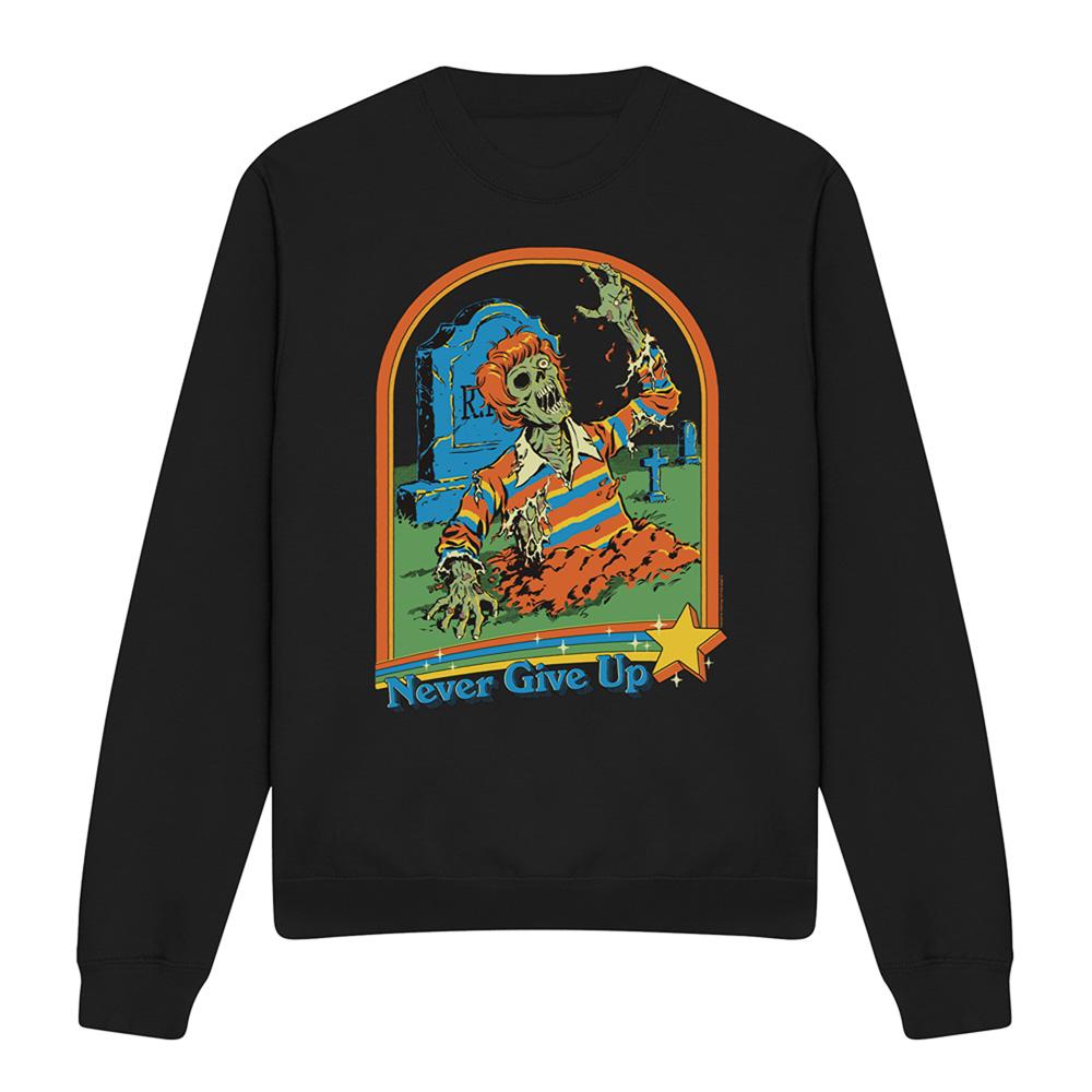 Black - Front - Steven Rhodes Unisex Adult Never Give Up Sweatshirt
