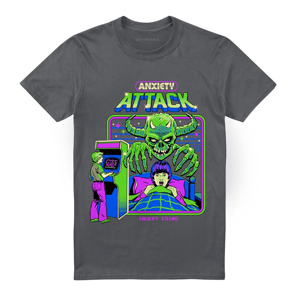 Charcoal - Front - Steven Rhodes Unisex Adult Anxiety Attack T-Shirt