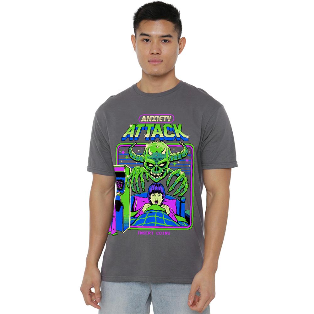 Charcoal - Back - Steven Rhodes Unisex Adult Anxiety Attack T-Shirt