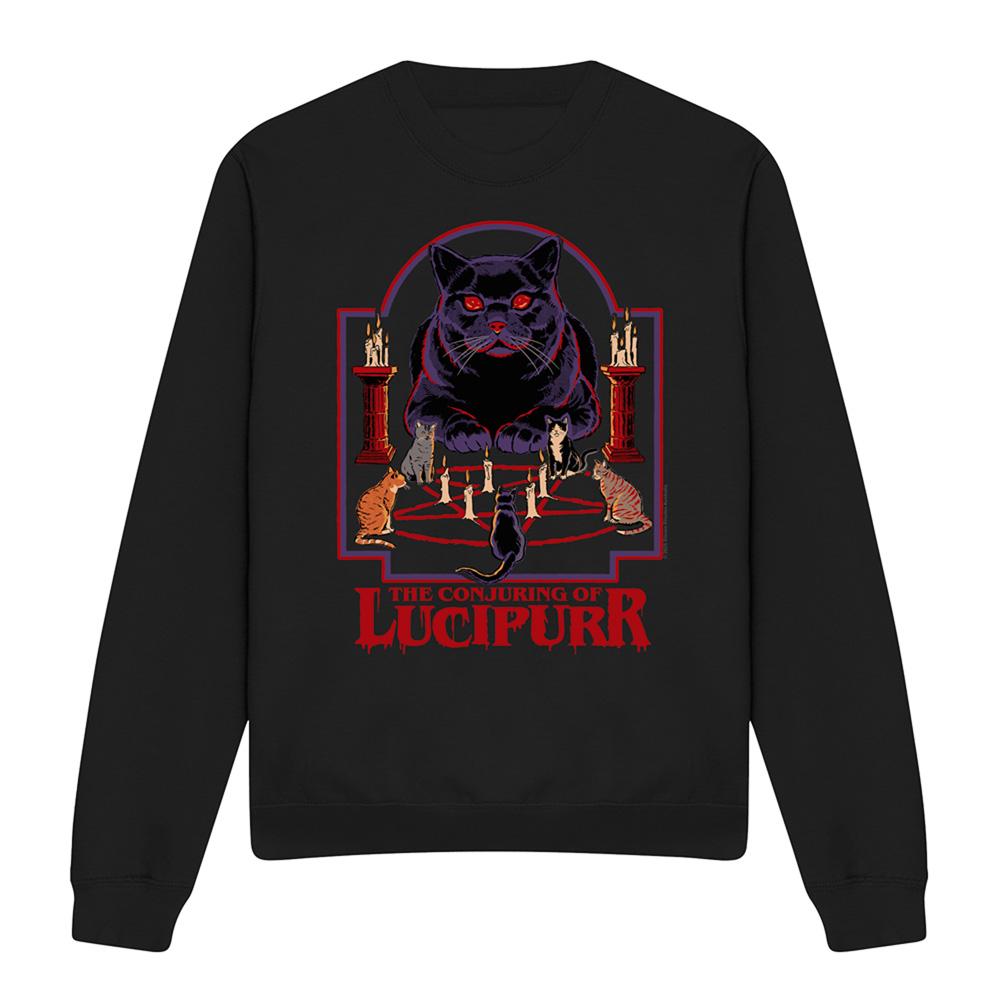 Black - Front - Steven Rhodes Unisex Adult Lucipurr Sweatshirt