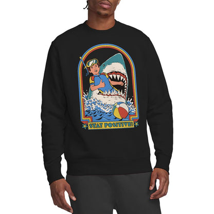 Black - Back - Steven Rhodes Unisex Adult Stay Positive Sweatshirt