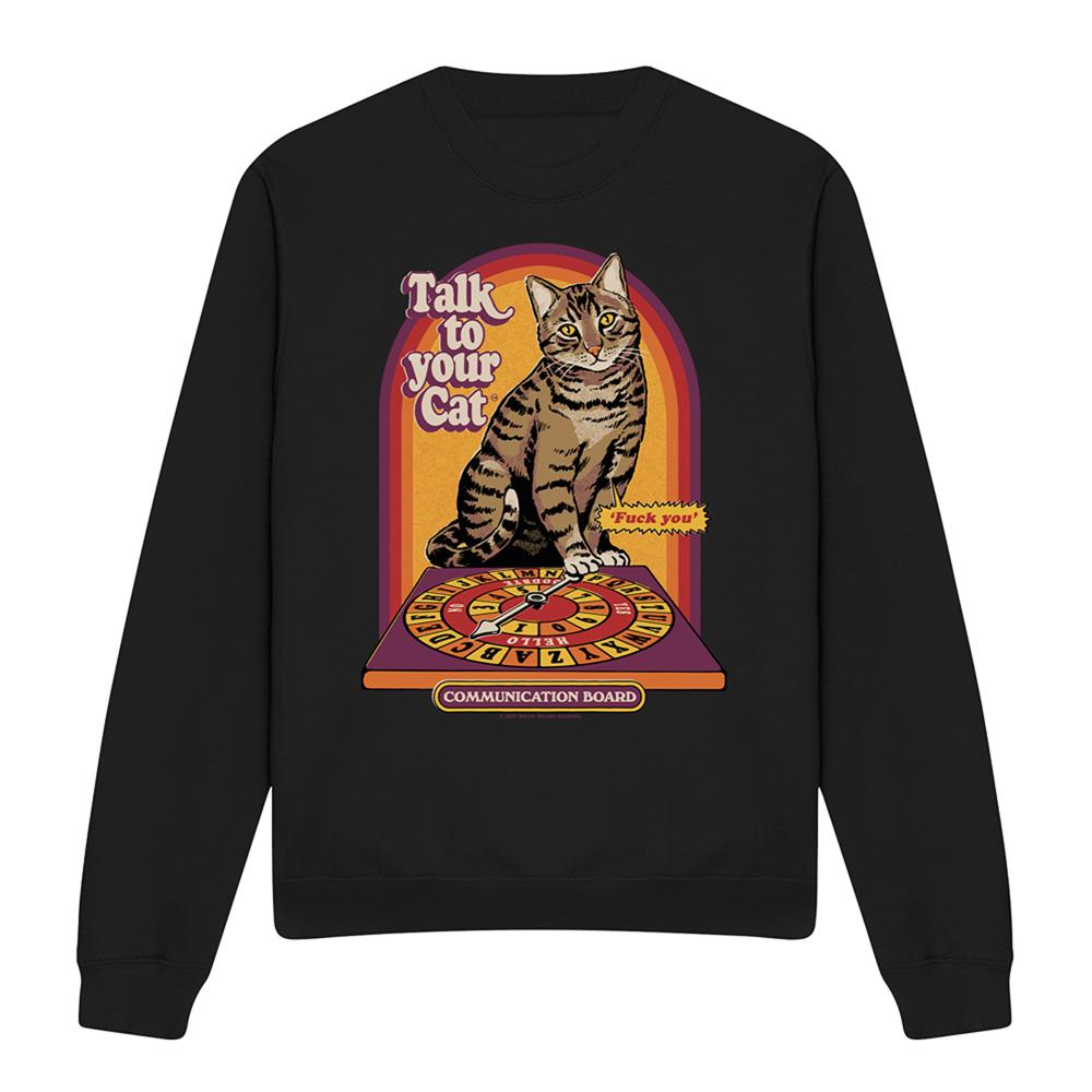 Black - Front - Steven Rhodes Unisex Adult Talk To Your Cat Sweatshirt