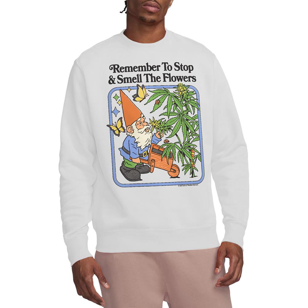 White - Back - Steven Rhodes Unisex Adult Smell The Flowers Sweatshirt
