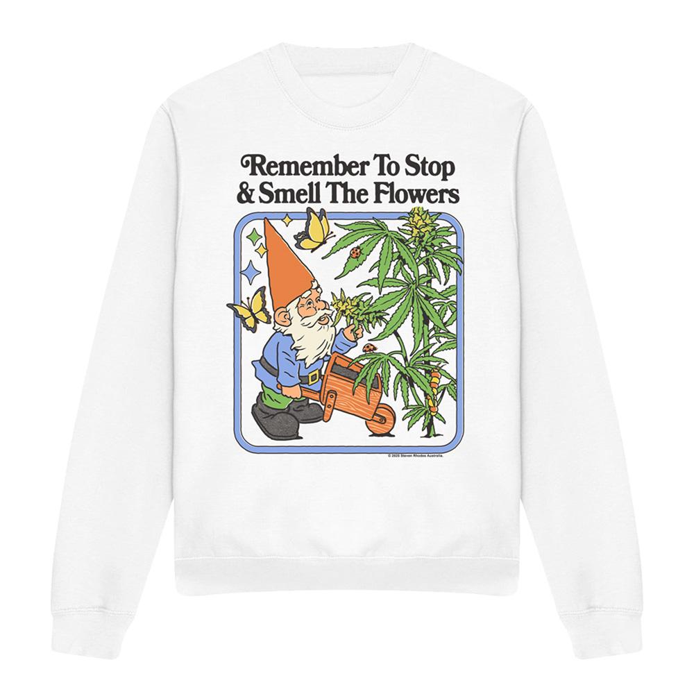 White - Front - Steven Rhodes Unisex Adult Smell The Flowers Sweatshirt