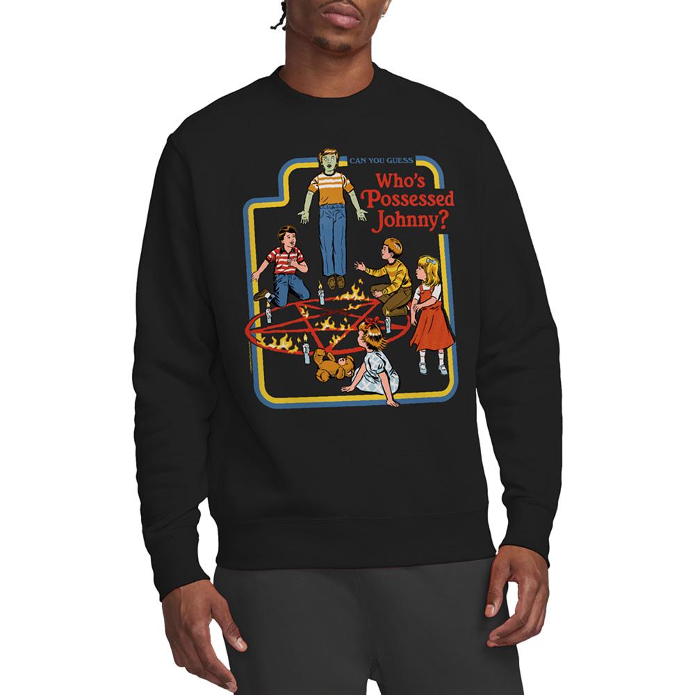Black - Back - Steven Rhodes Unisex Adult Who´s Possessed Johnny Sweatshirt