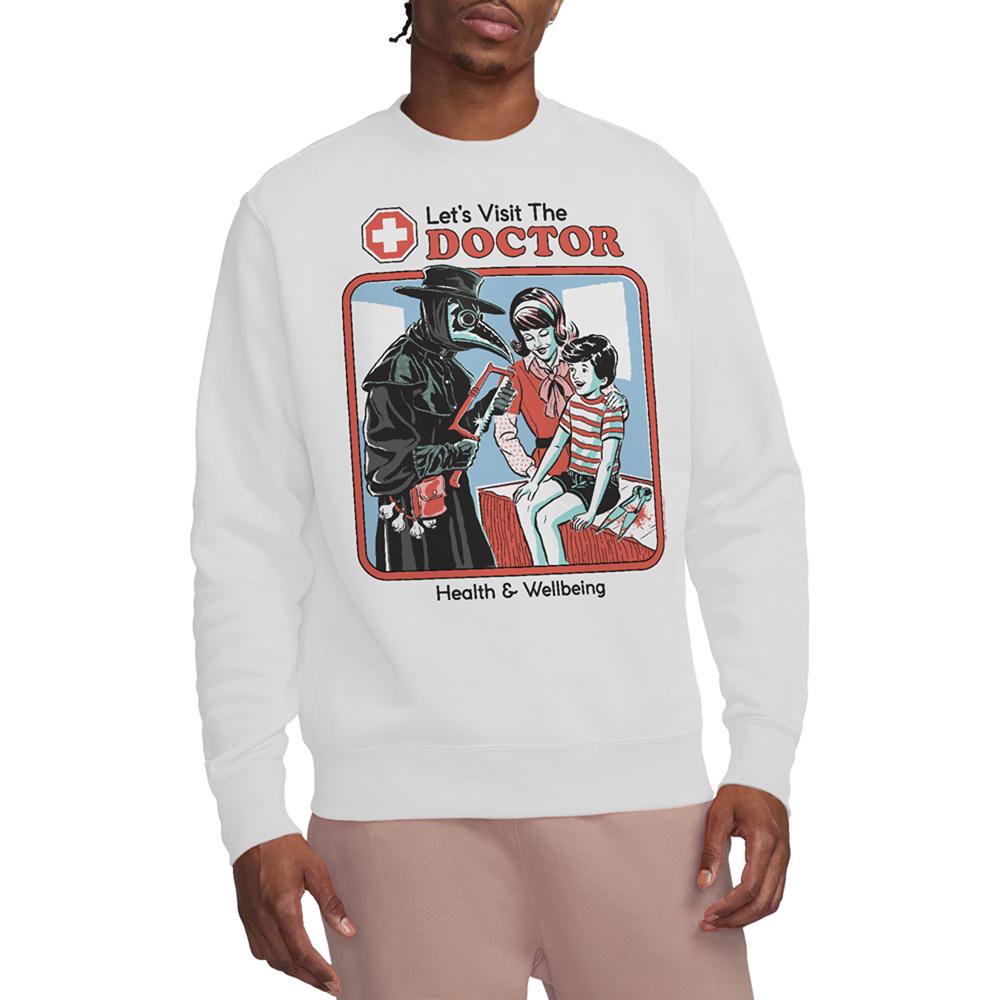 White - Back - Steven Rhodes Unisex Adult Let´s Visit The Doctor Sweatshirt