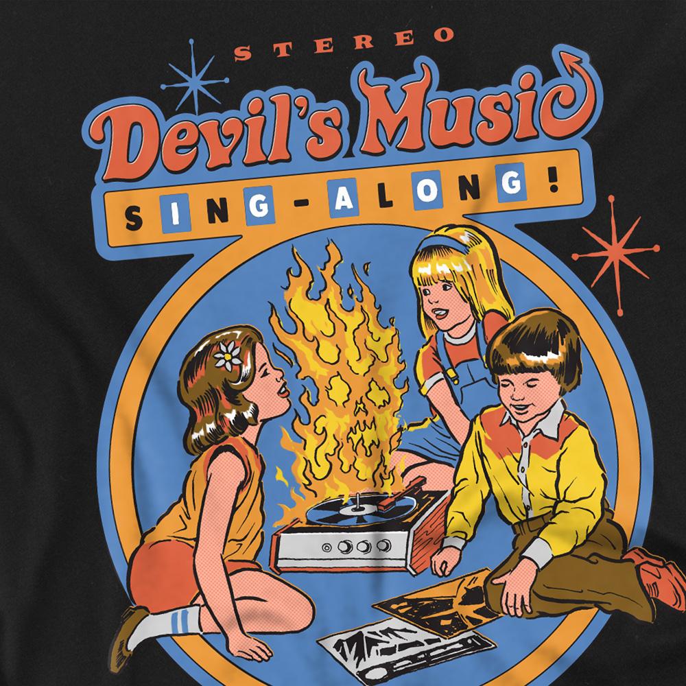 Black - Side - Steven Rhodes Unisex Adult Devils Music Singalong T-Shirt