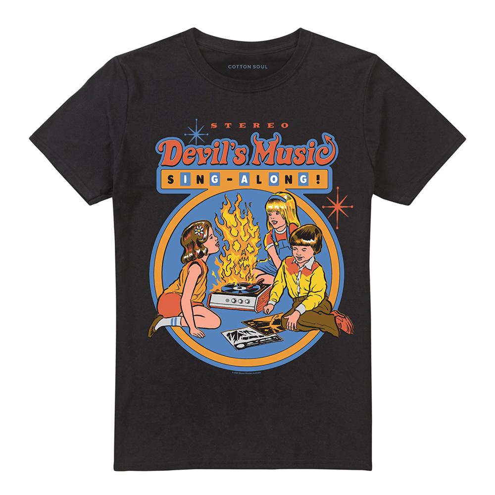 Black - Front - Steven Rhodes Unisex Adult Devils Music Singalong T-Shirt