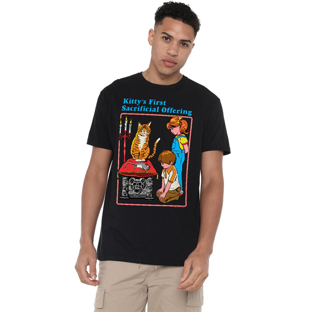 Black - Back - Steven Rhodes Unisex Adult Kittys First Offering T-Shirt