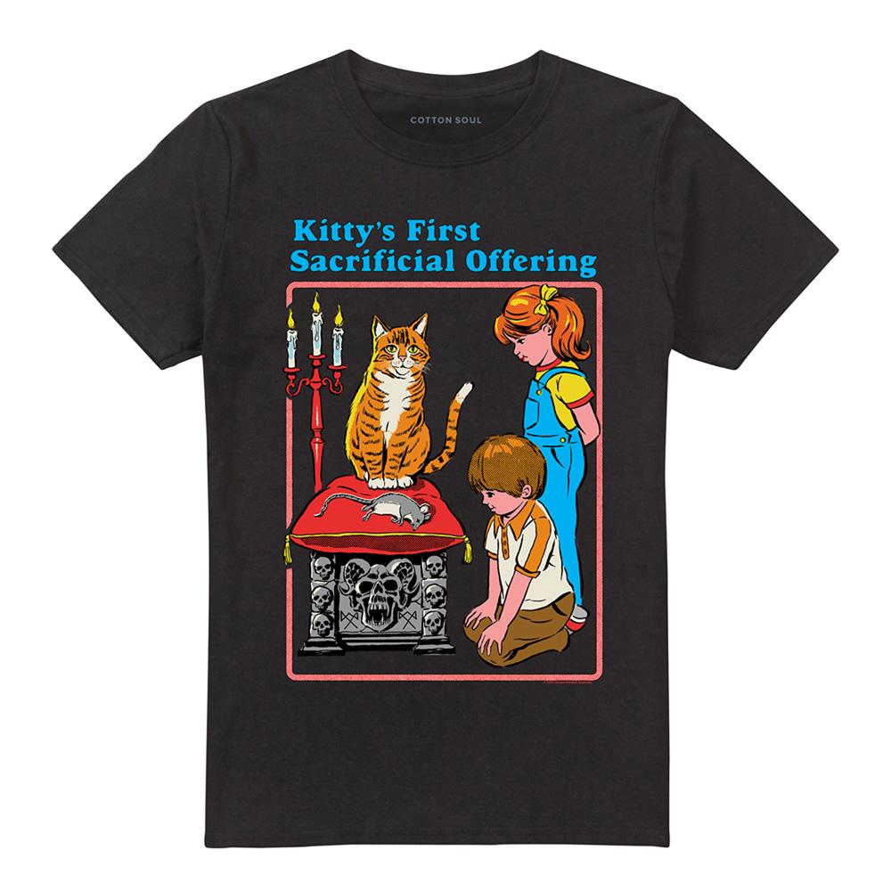 Black - Front - Steven Rhodes Unisex Adult Kittys First Offering T-Shirt