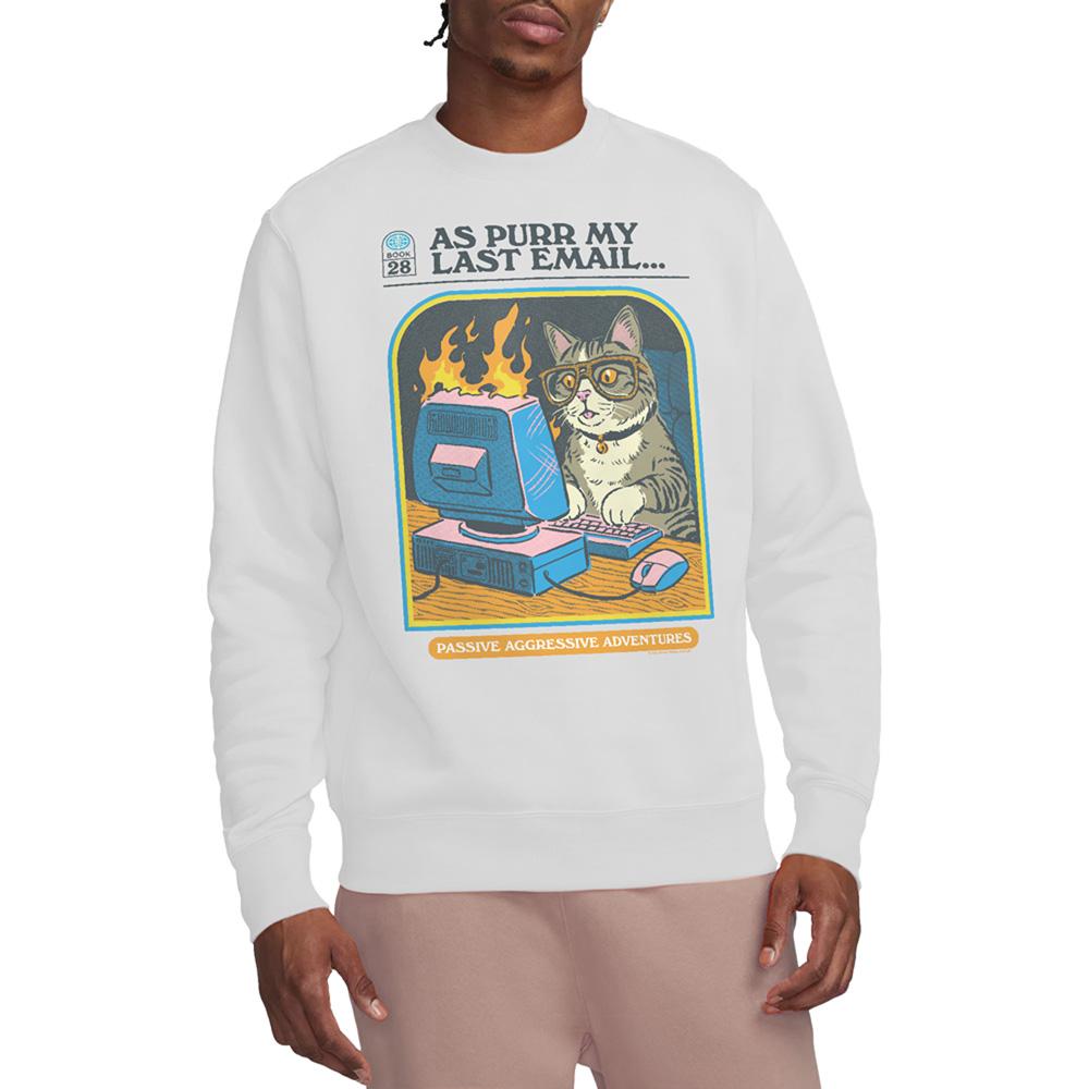 White - Back - Steven Rhodes Unisex Adult As Purr My Last Email Sweatshirt