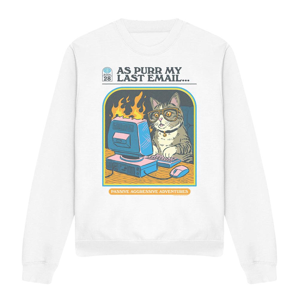 White - Front - Steven Rhodes Unisex Adult As Purr My Last Email Sweatshirt