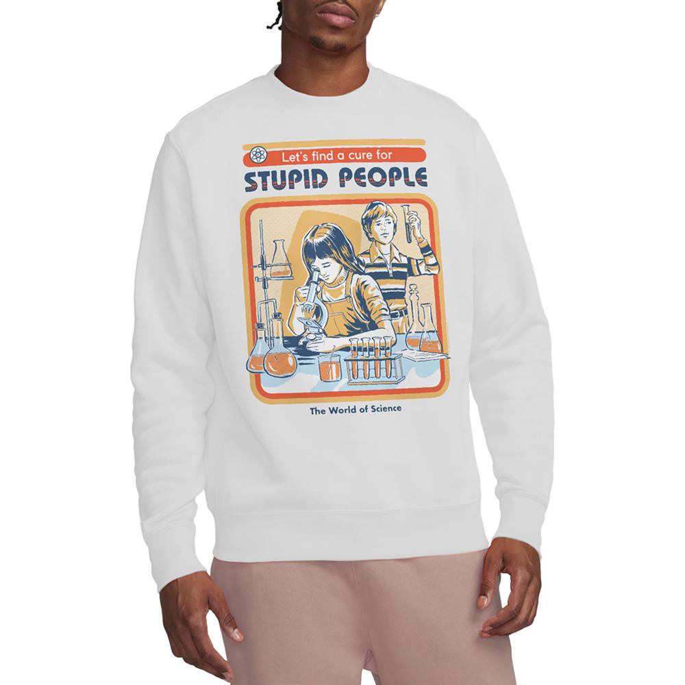 White - Back - Steven Rhodes Unisex Adult Let´s Find A Cure For Stupid People Back Print Sweatshirt