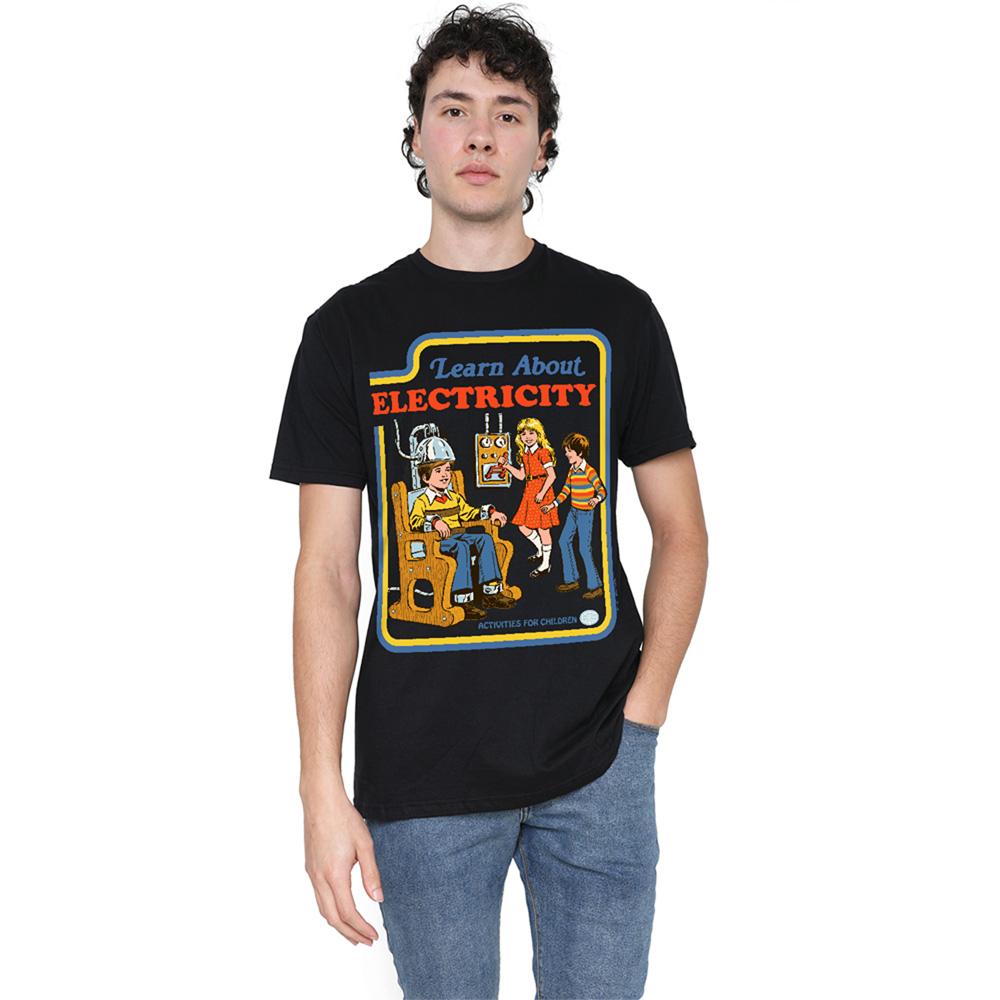 Black - Back - Steven Rhodes Unisex Adult Learn About Electricity T-Shirt