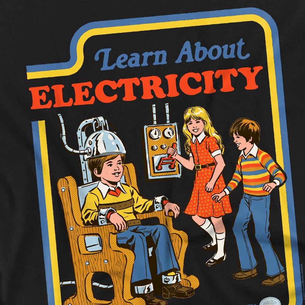 Black - Side - Steven Rhodes Unisex Adult Learn About Electricity T-Shirt
