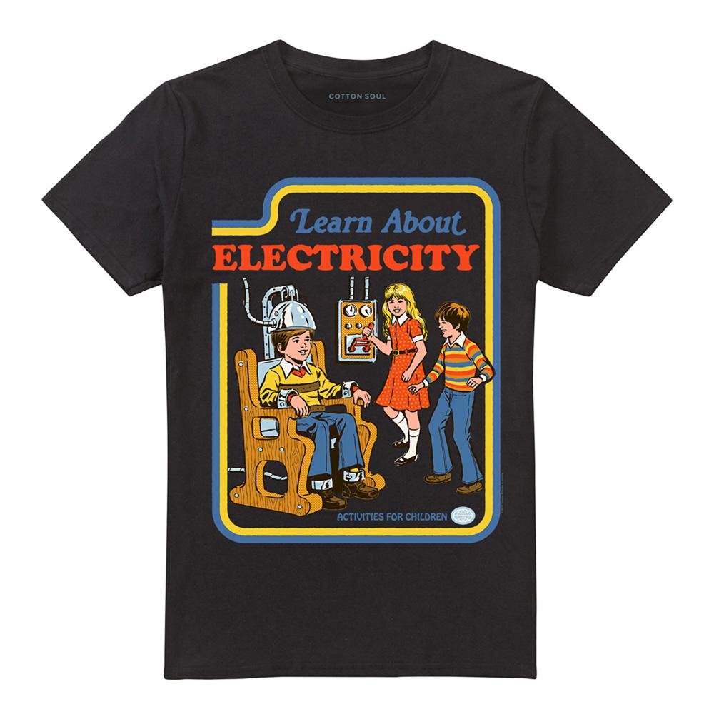 Black - Front - Steven Rhodes Unisex Adult Learn About Electricity T-Shirt