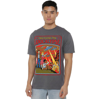 Charcoal - Back - Steven Rhodes Unisex Adult Here Comes The Apocalypse T-Shirt