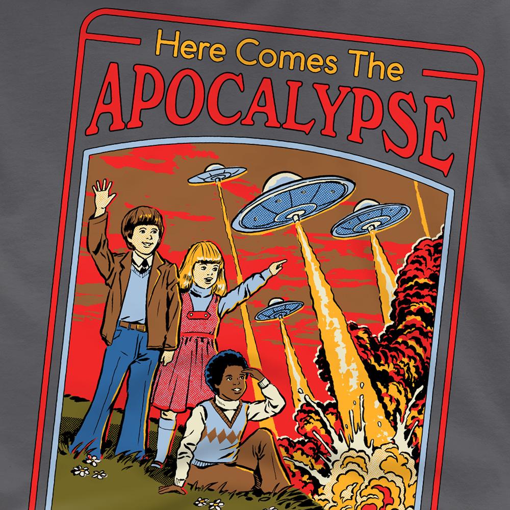 Charcoal - Side - Steven Rhodes Unisex Adult Here Comes The Apocalypse T-Shirt