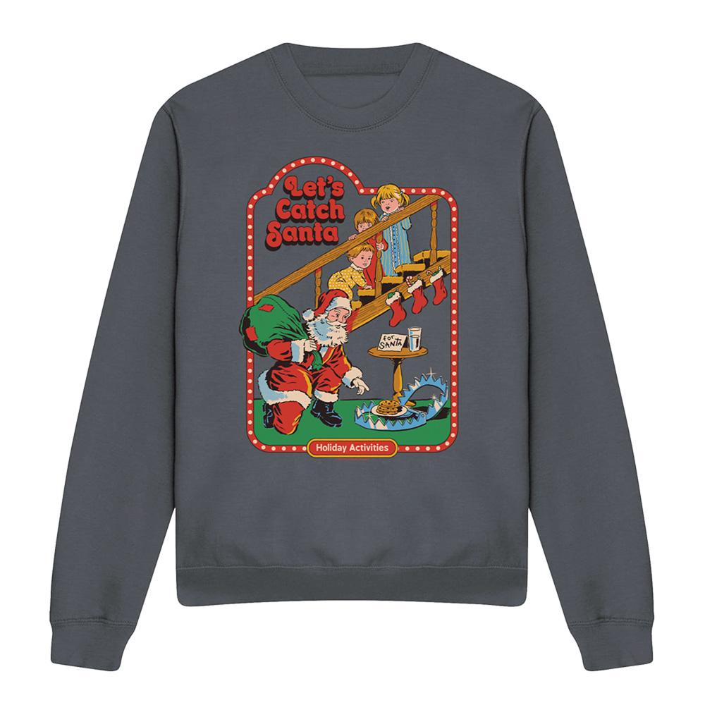 Charcoal - Front - Steven Rhodes Unisex Adult Let´s Catch Santa Sweatshirt