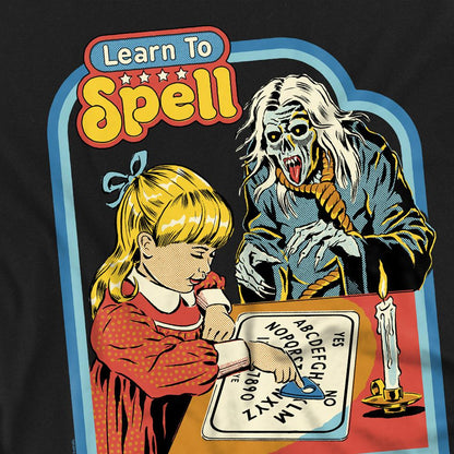 Black - Side - Steven Rhodes Unisex Adult Learn To Spell T-Shirt