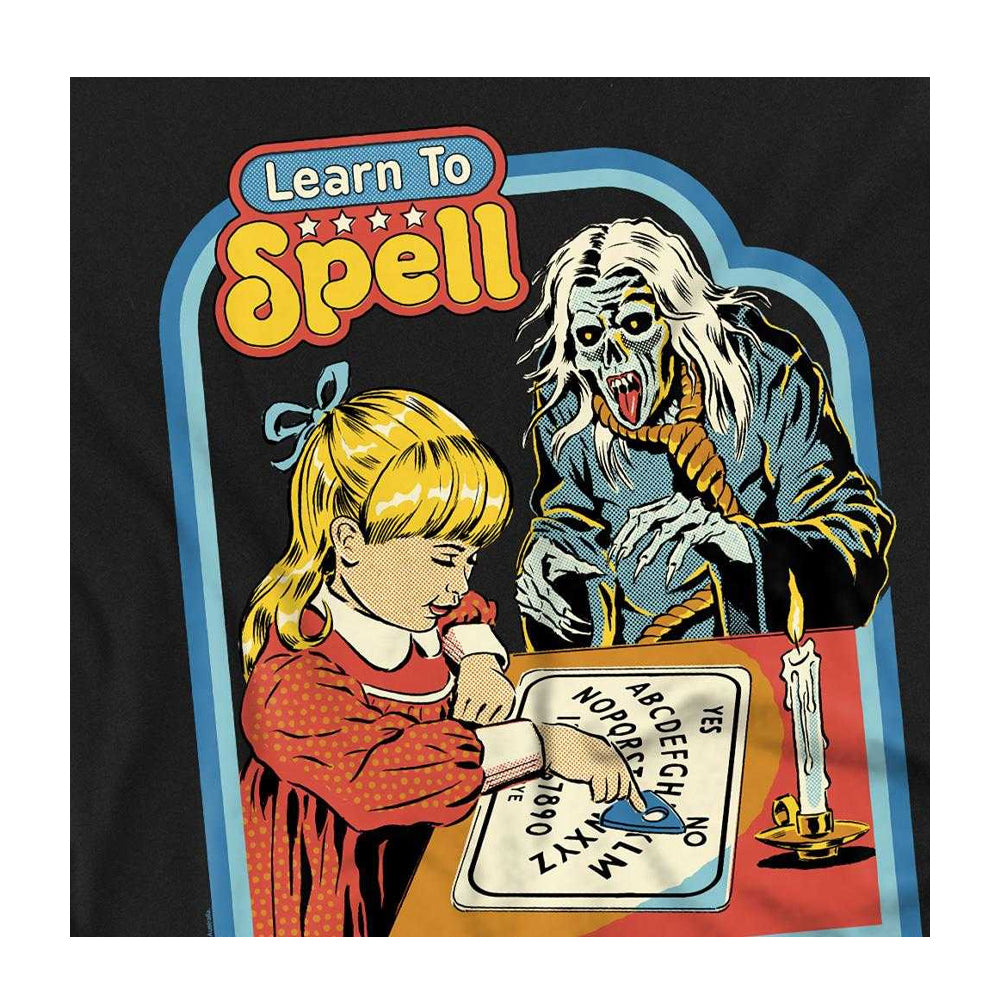 Black - Side - Steven Rhodes Unisex Adult Learn To Spell T-Shirt