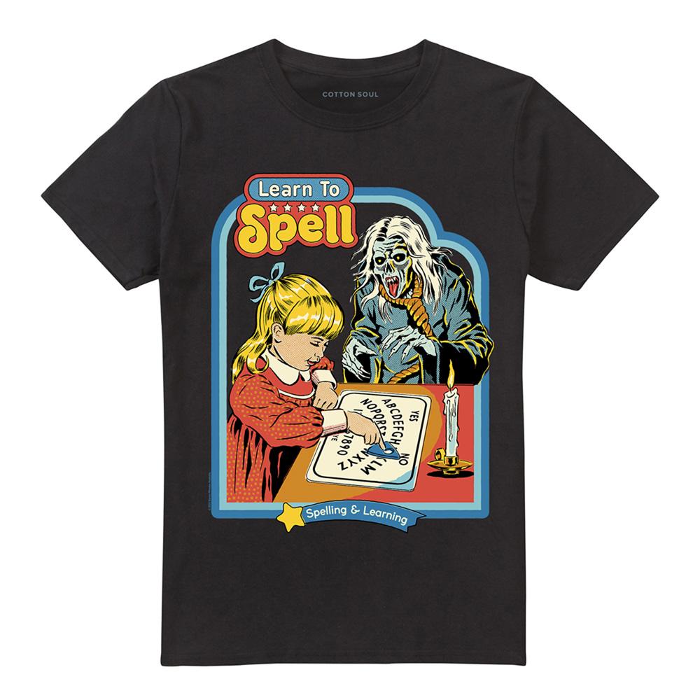 Black - Front - Steven Rhodes Unisex Adult Learn To Spell T-Shirt