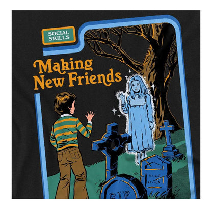 Black - Side - Steven Rhodes Unisex Adult Making New Friends T-Shirt
