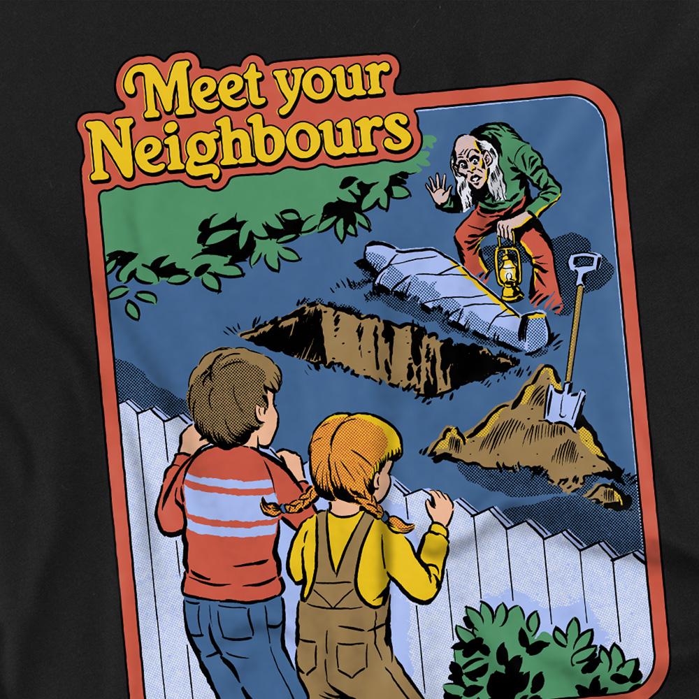 Black - Side - Steven Rhodes Unisex Adult Meet Your Neighbours T-Shirt
