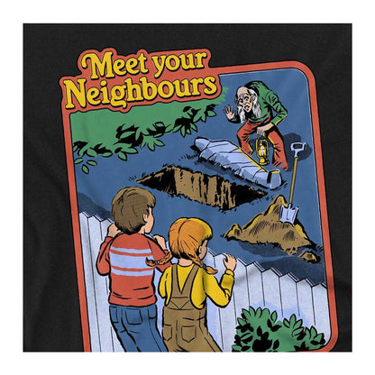Black - Side - Steven Rhodes Unisex Adult Meet Your Neighbours T-Shirt