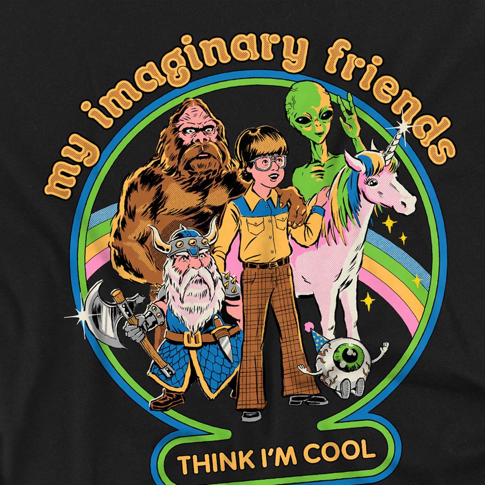 Black - Side - Steven Rhodes Unisex Adult My Imaginary Friends T-Shirt