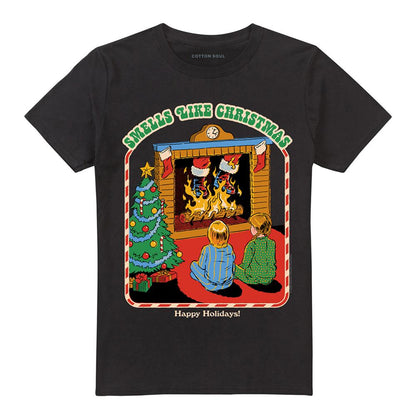 Black - Front - Steven Rhodes Unisex Adult Smells Like Christmas T-Shirt