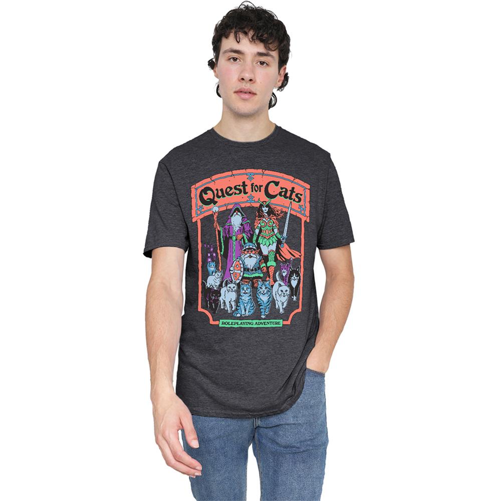 Charcoal - Back - Steven Rhodes Unisex Adult Quest For Cats Heather T-Shirt